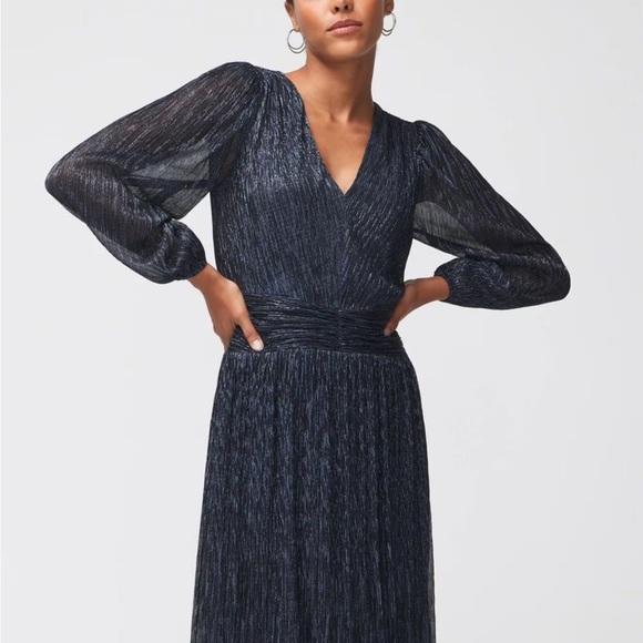 White House Black Market Blue Ruched Wrap Dress - Picture 9 of 11